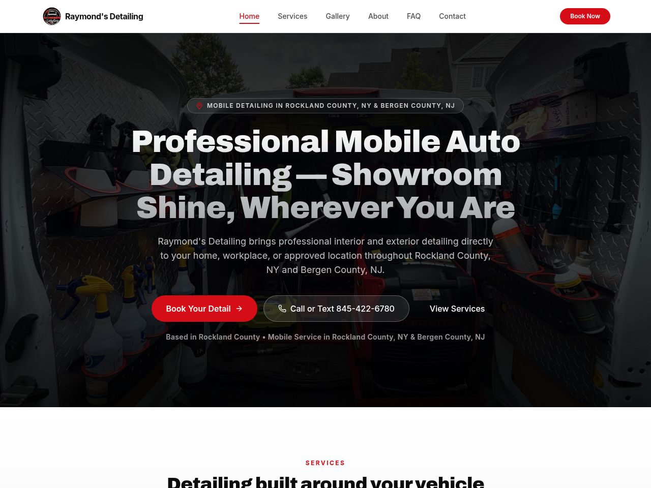 Raymond’s Detailing website preview