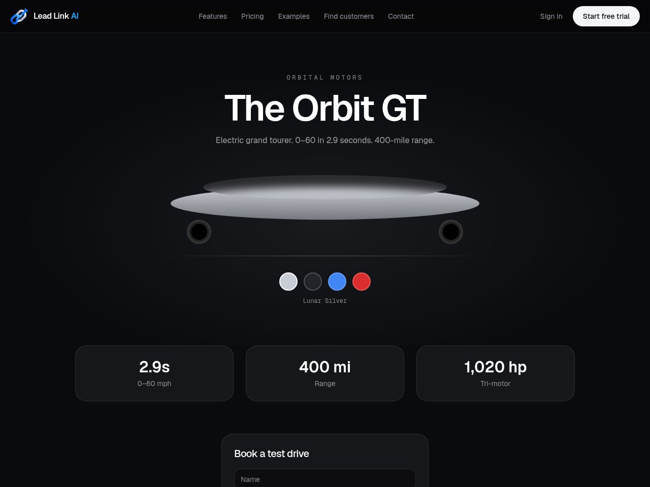 Orbital Motors website preview
